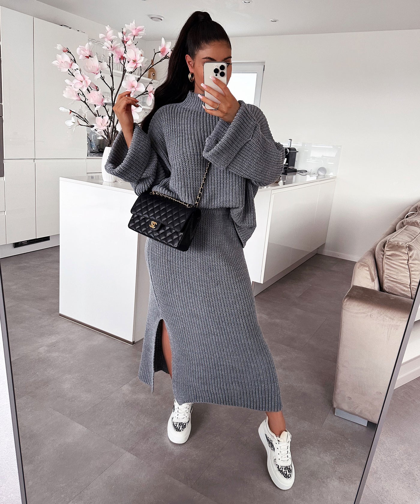 Knitting Set Charlotte Dark Grey