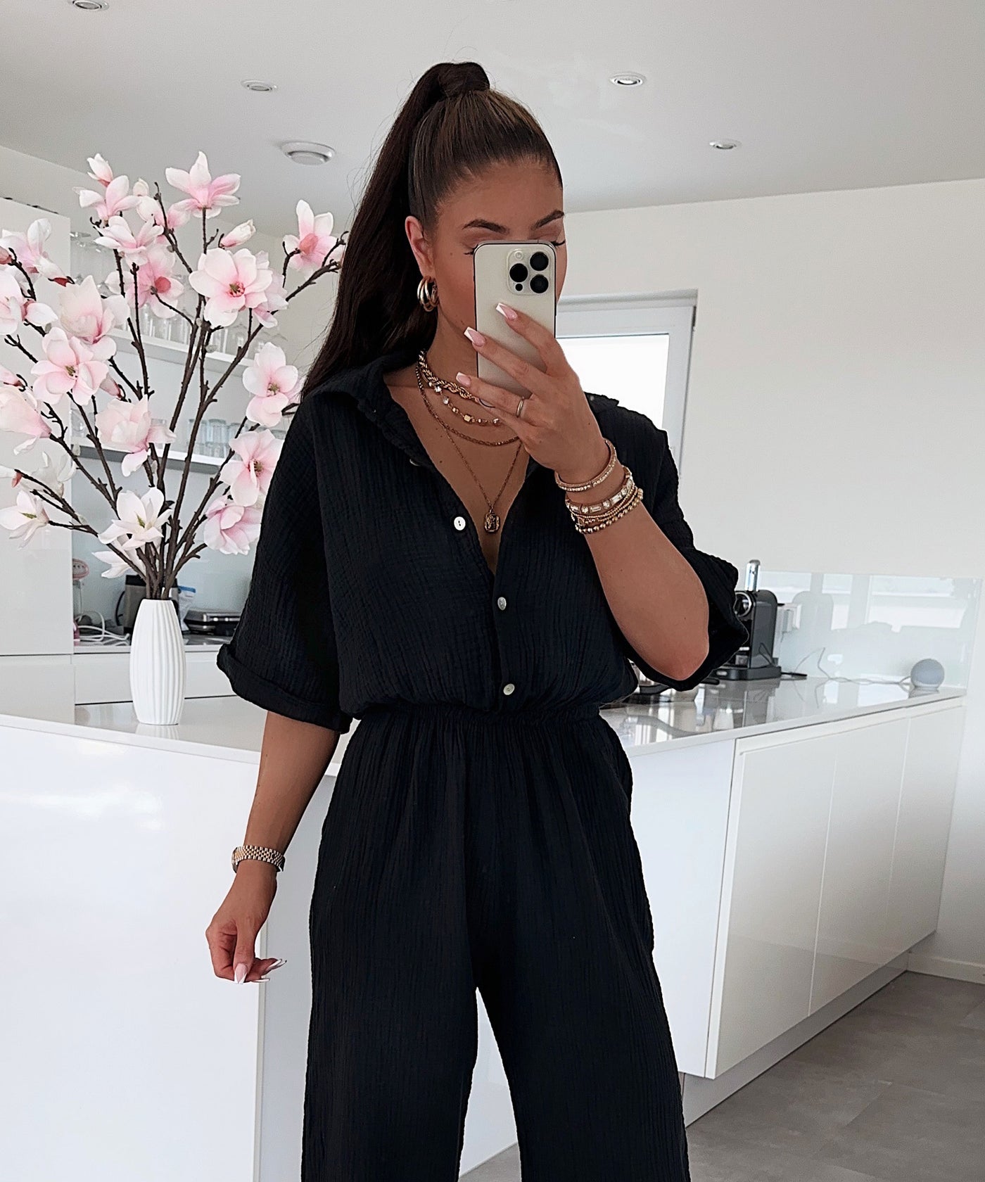Muslin one-piece suit Evita Black