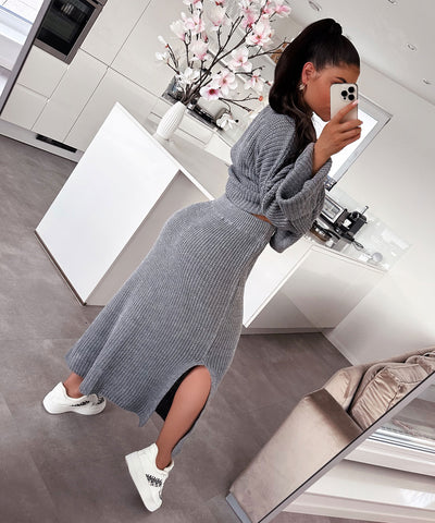 Knitting Set Charlotte Dark Grey