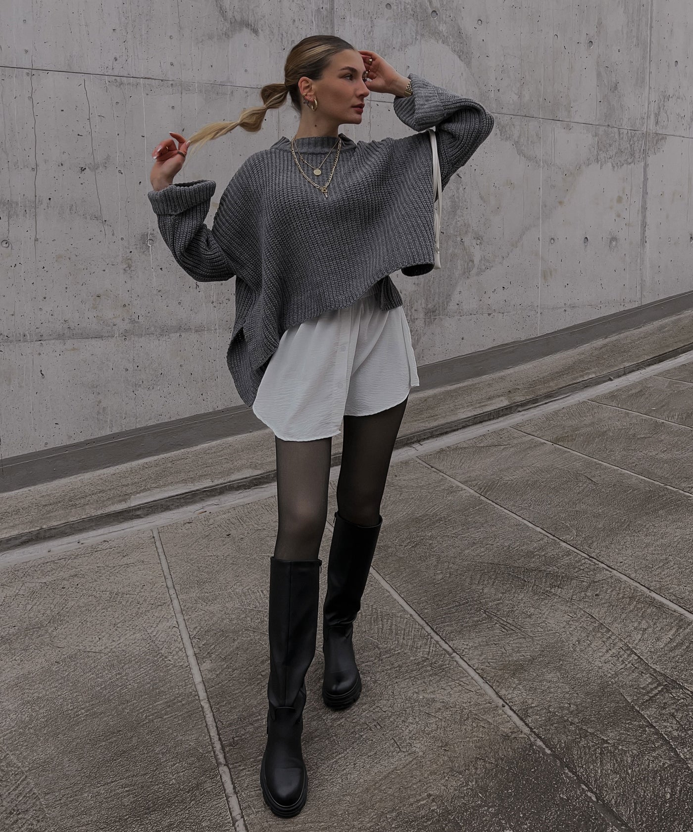 Sweater Elsa Short Dark Grey