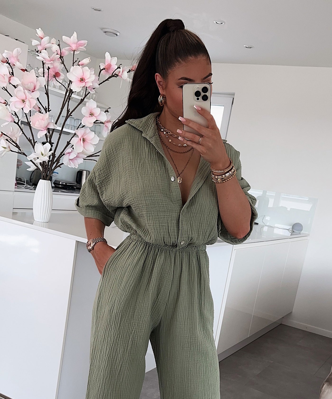 Muslin one piece Evita Khaki
