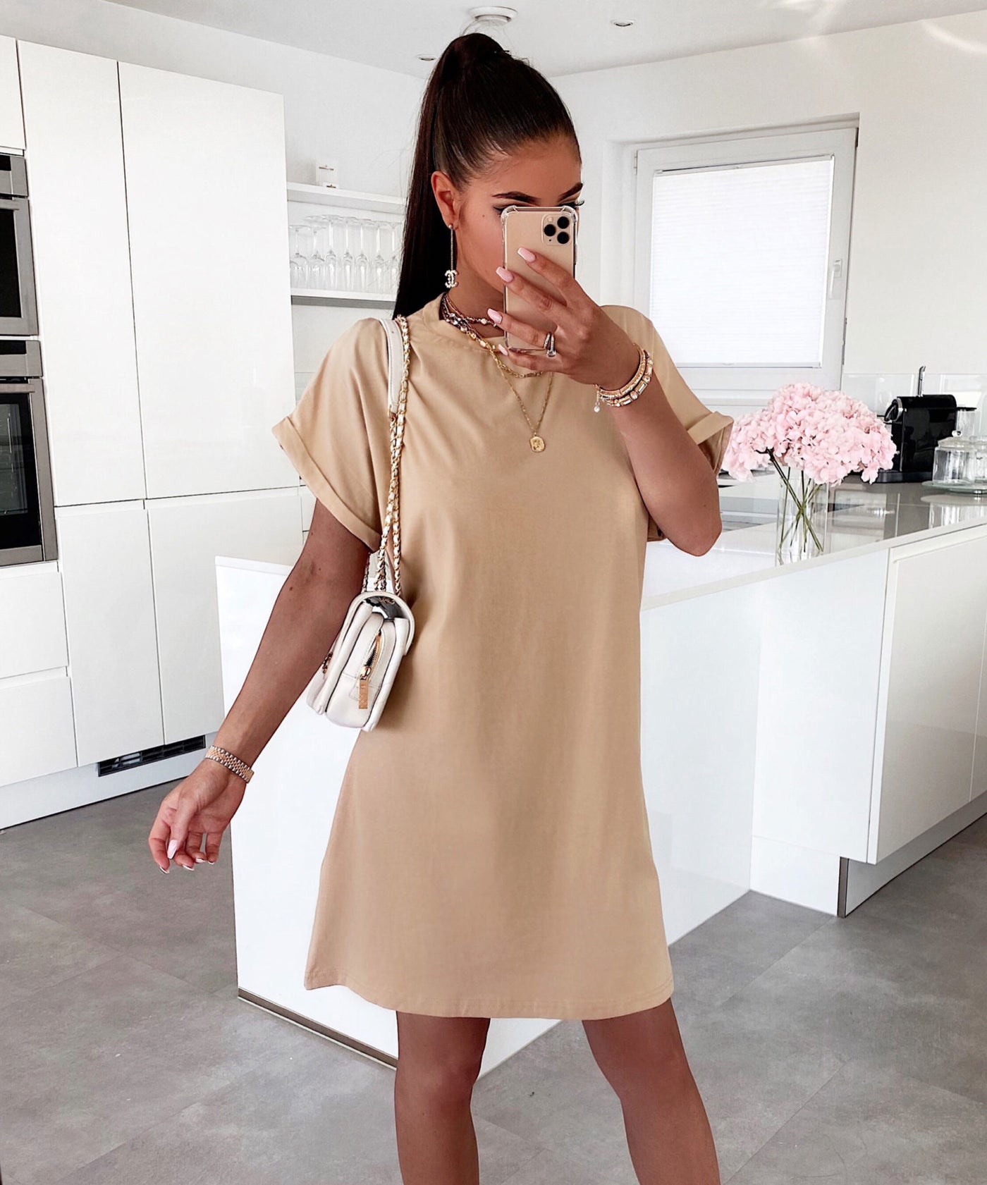 T-Shirtkleid Daniela Beige  Ladypolitan - Fashion Onlineshop für Damen   