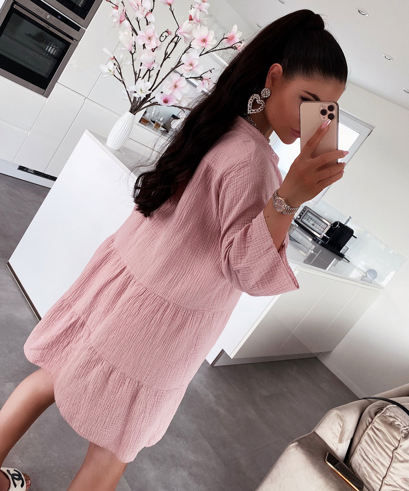 Muslin dress Alejandra pink