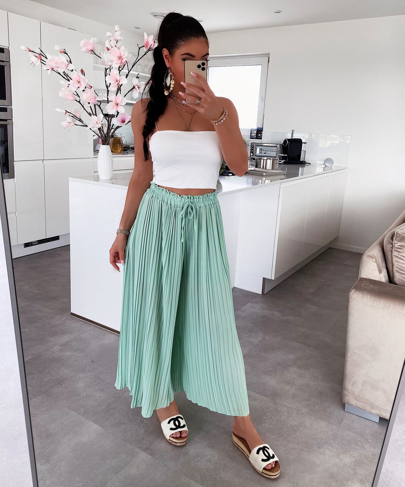 Plissee Hose Mira Mint  Ladypolitan - Fashion Onlineshop für Damen   