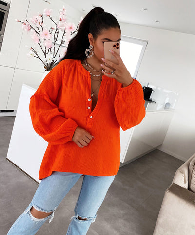 Muslin blouse Maria neon orange
