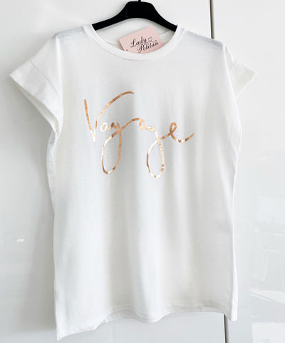 T-Shirt Voyage Weiß Rosegold  Ladypolitan - Fashion Onlineshop für Damen   