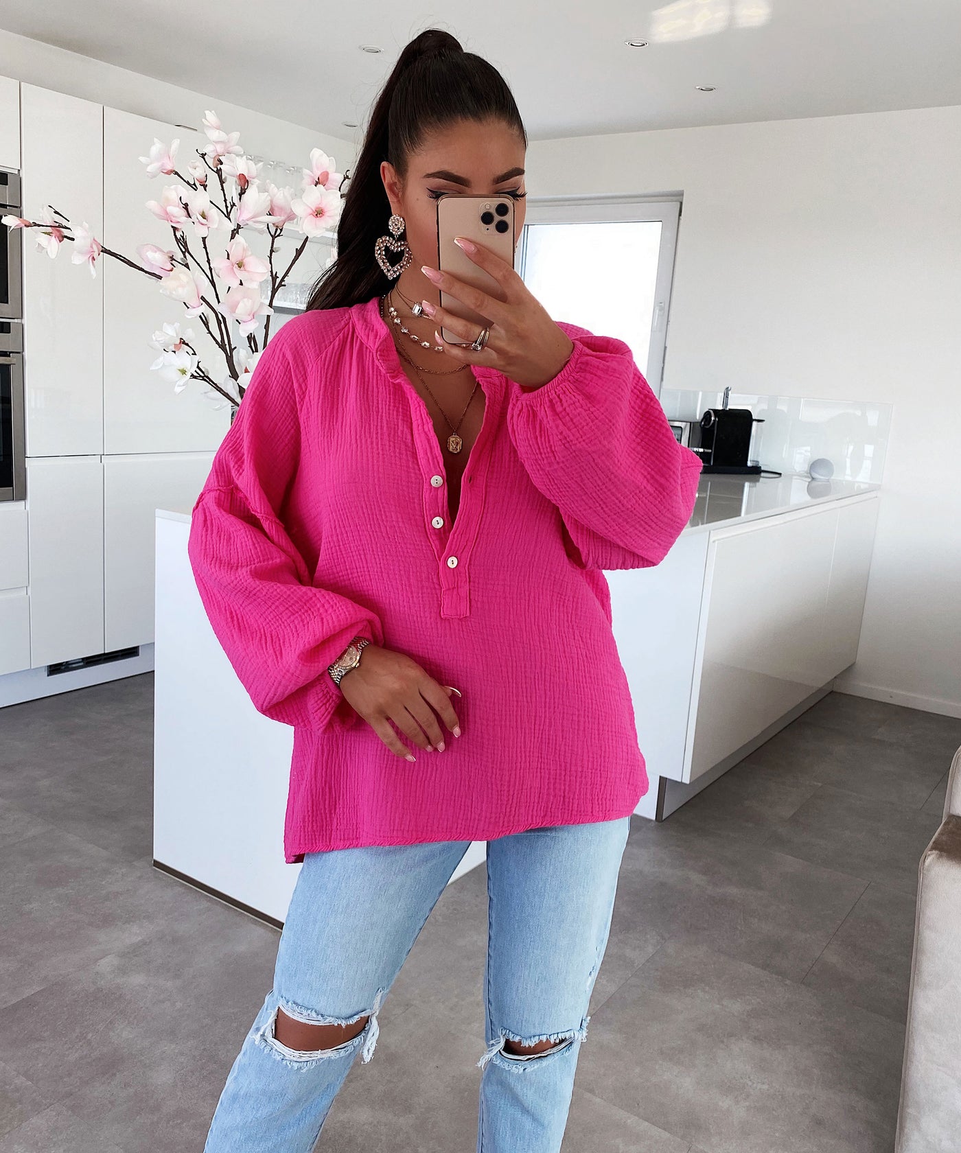 Muslin blouse Maria Pink
