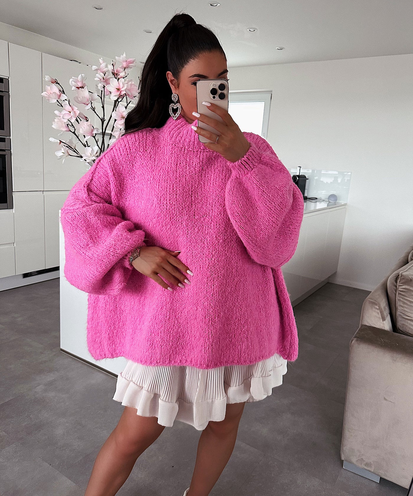 Oversized sweater Nata Fuchsia Pink