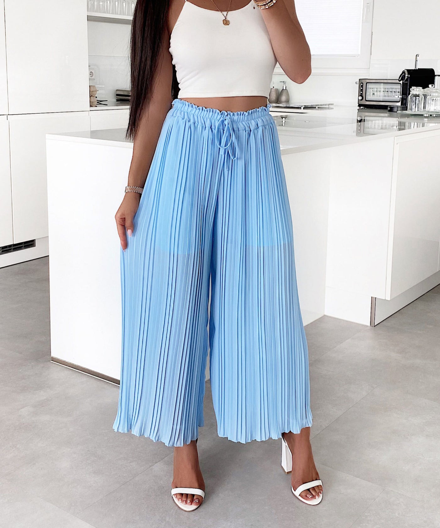 Plissee Hose Mira Blau  Ladypolitan - Fashion Onlineshop für Damen   